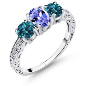 Gem Stone King 925 Sterling Silver Blue Tanzanite and London Blue Topaz Ring For Women (2.17 Cttw, Gemstone Birthstone, Available In Size 5, 6, 7, 8, 9)