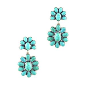 Turquoise Bohemian Medium Metal Fashion Flower Earring No.247