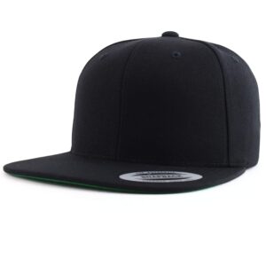 Trendy Apparel Shop Flexfit Oversize XXL Structured Blank Flatbill Snapback Cap - Black - 2XL