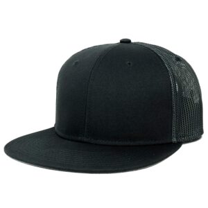 armycrew oversize xxl blank flatbill mesh snapback cap - black - 2xl