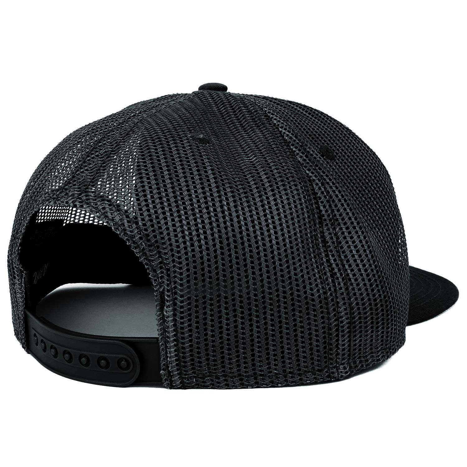 Armycrew Oversize XXL Blank Flatbill Mesh Snapback Cap - Black - 2XL