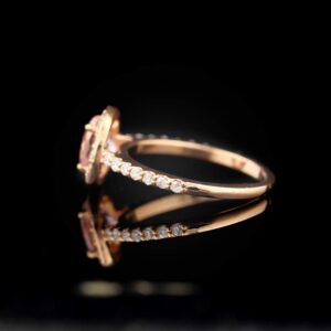 GNG 1.00 Cttw Natural Morganite and Diamond Halo Engagement Ring in 10k Rose Gold (5)