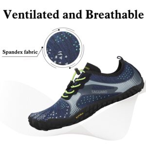 SAGUARO Mens Minimalist Shoes Barefoot Trail Runner Wide Toe Box Breathable Walking Gym Athletic Beach Swimming Pool Kayaking Water Shoes Grey