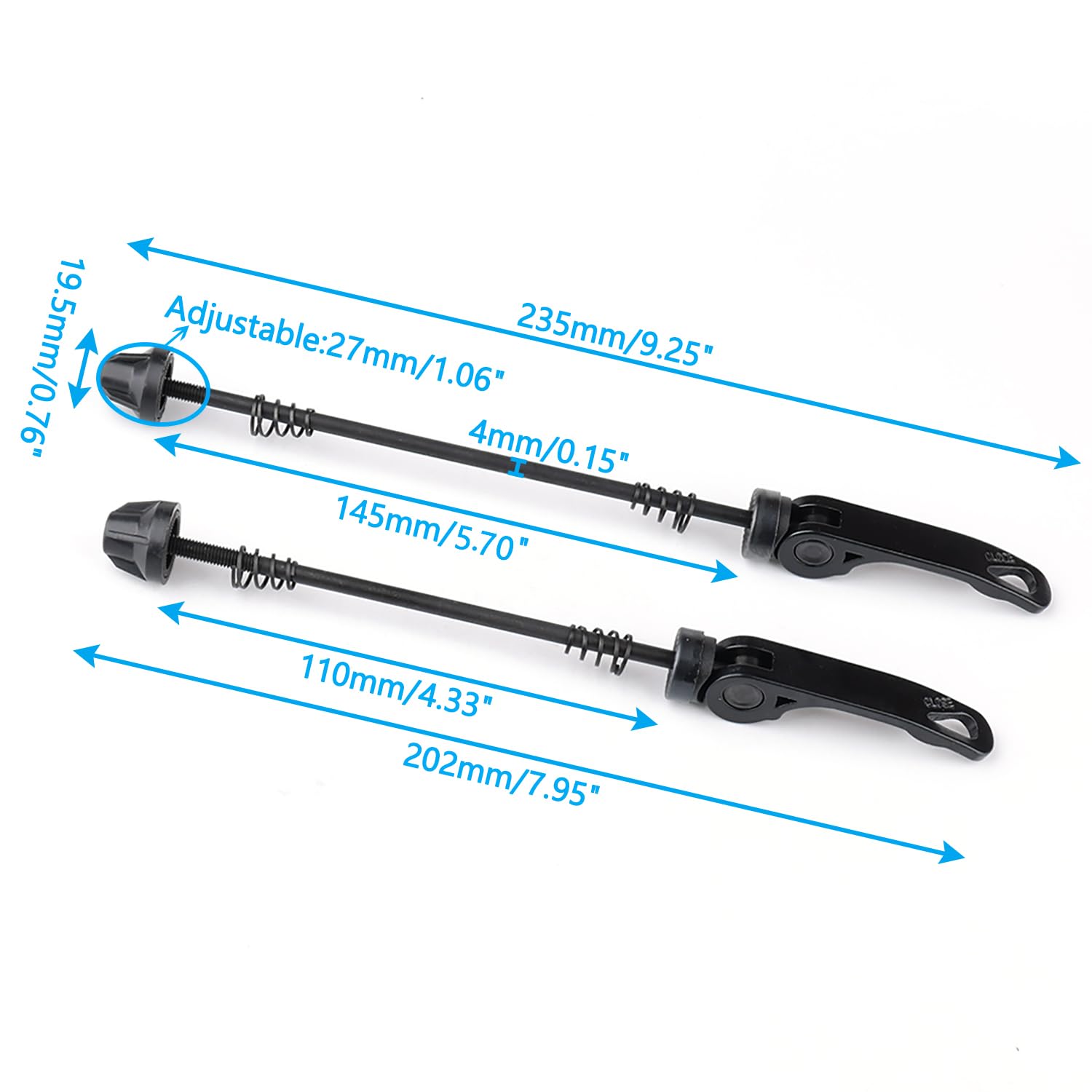 Rowiz 2 Pair Quick Release Bicycle Skewer, Road Mountain Bike Front and Rear Axle Hollow Shaft Set