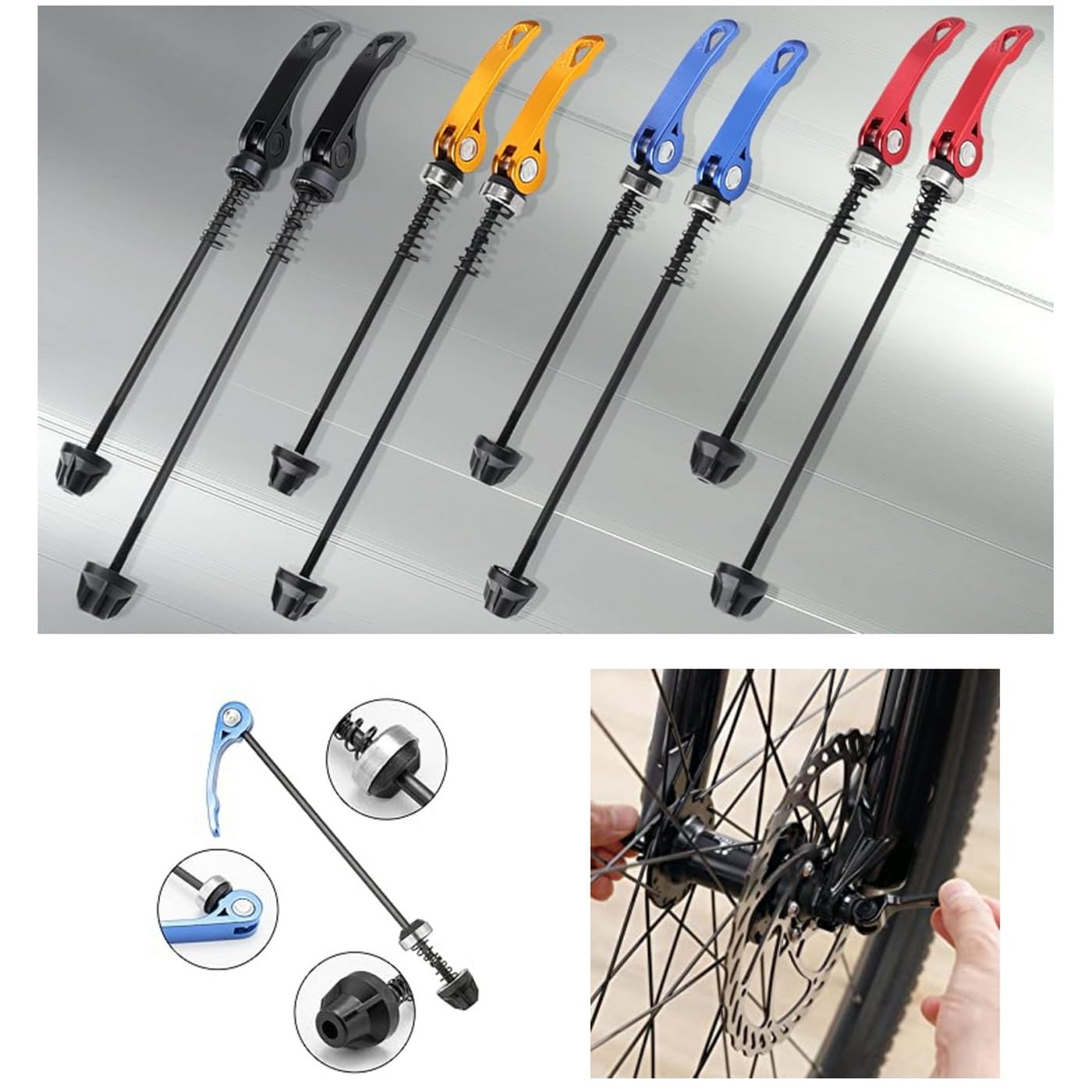 Rowiz 2 Pair Quick Release Bicycle Skewer, Road Mountain Bike Front and Rear Axle Hollow Shaft Set