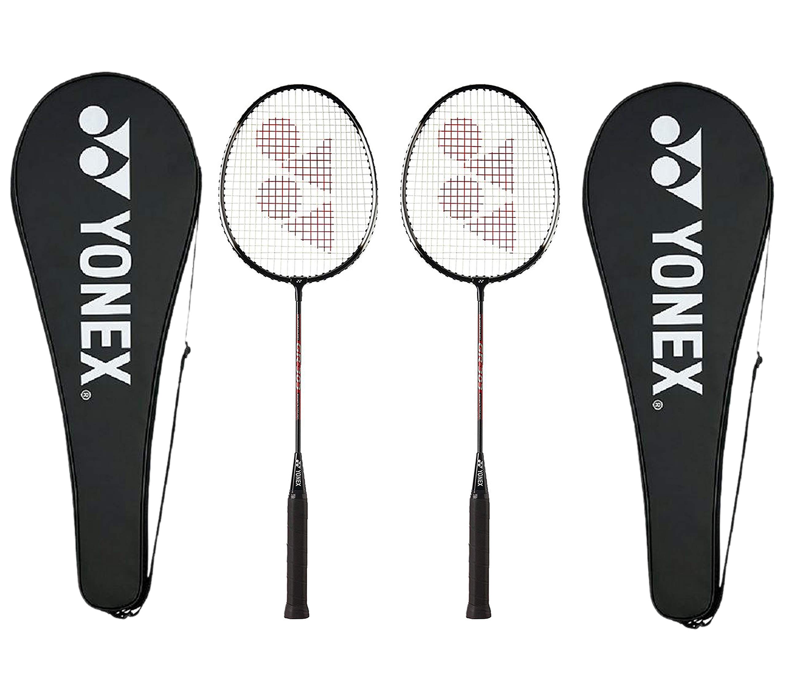 Yonex GR 303 Combo Badminton Racquet with Full Cover, Set of 2 (Black)