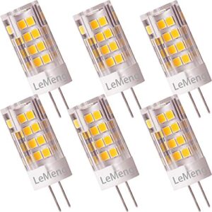 lemeng g4 led bulb 3.5w 2700k warm white bi-pin t3 jc type 12vac/dc 20-35w halogen equivalent non-dimmable for outdoor landscape lighting deck stair step path lights, pack of 6