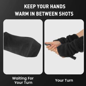 FINGER TEN Winter Golf Gloves Men Mitts Mitten Warm Fleece in Pair, Pull Up Fit Soft Comfortable Set (Black, X-Large)