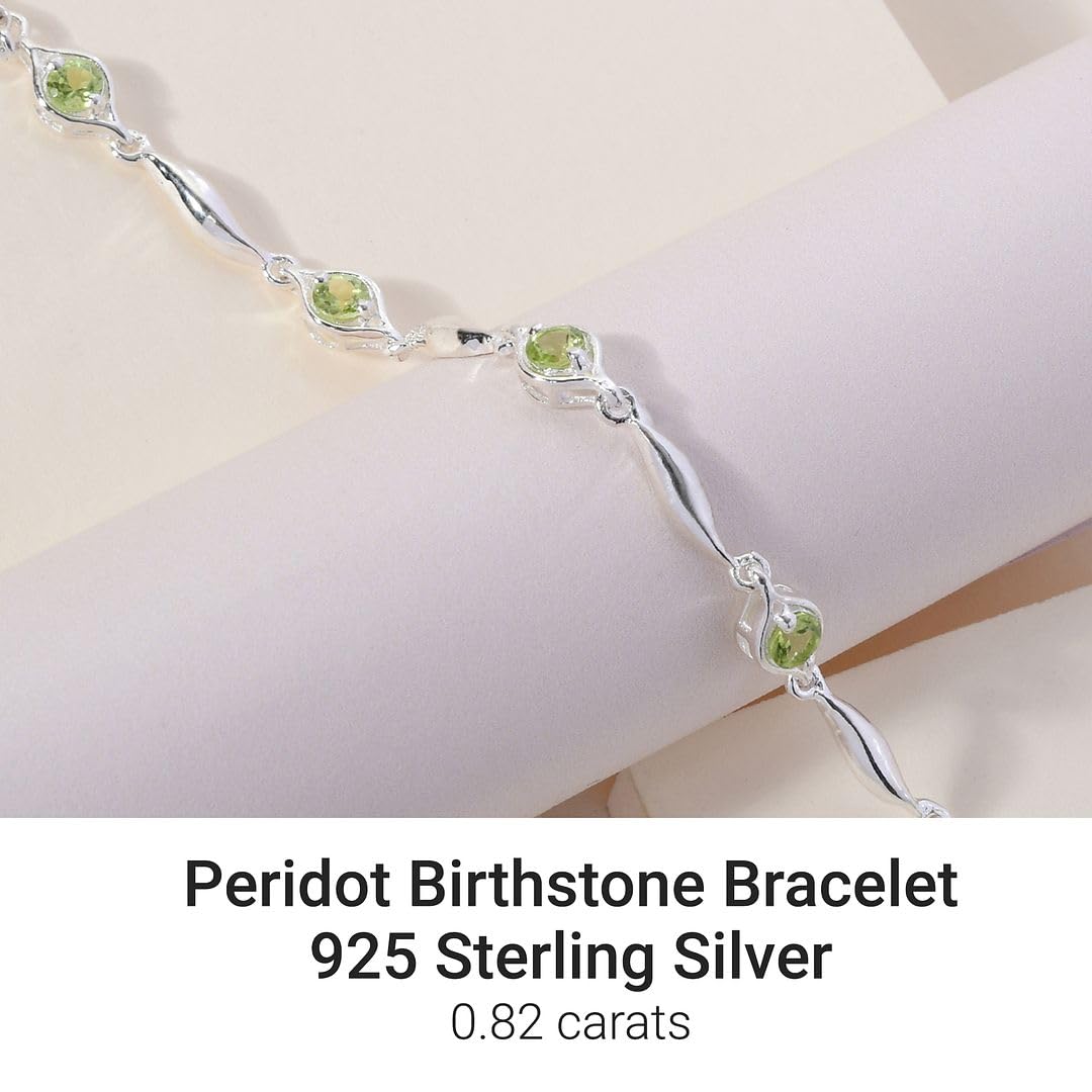 Shop LC Peridot Link Bracelet for Women 925 Sterling Silver Infinity Birthstone Jewelry Gifts for Women 7.25" Cttw 0.8 Birthday Gifts