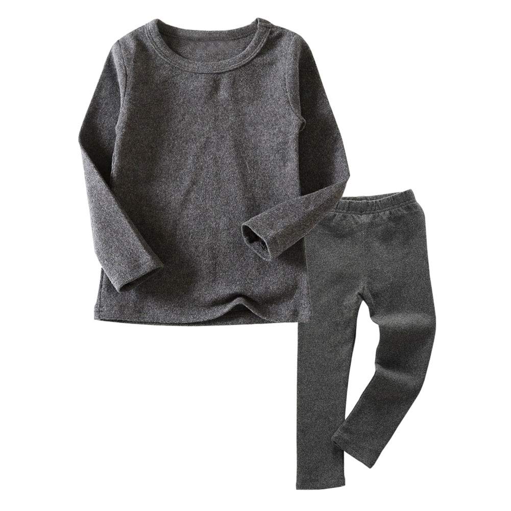 Toddler Boys Girls Long Johns Thermal Underwear Set 2PC Crewneck Tops and Bottom Kids Pajamas Warm Jammies,(Gray,3T)