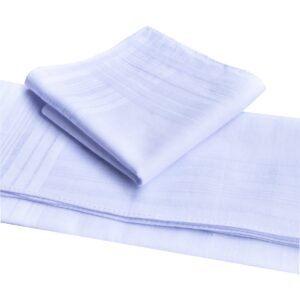 MemoryHanky Men's Pure White 100% Cotton Handkerchiefs Classic Hankies