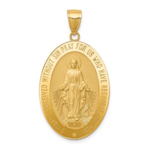 FB Jewels Solid 14K Yellow Gold Miraculous Medal Pendant