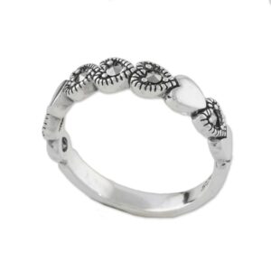 NOVICA Artisan Handmade Marcasite Band Ring Sterling Silver Galaxy Hearts Faceted Grey Thailand [ring Front 1.4 in L x 0.2 in W 4 mm W] ' Galaxy Hearts'