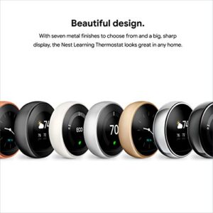 Google Nest Learning Thermostat - Smart & Programmable for Home - 3rd Generation - Works with Alexa - Mirror Black