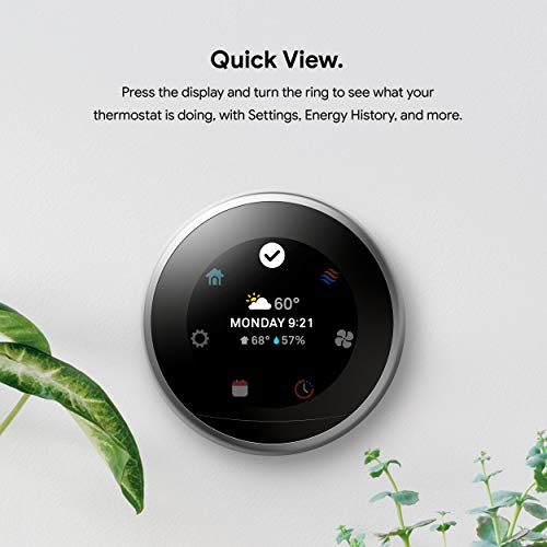 Google Nest Learning Thermostat - Smart & Programmable for Home - 3rd Generation - Works with Alexa - Mirror Black