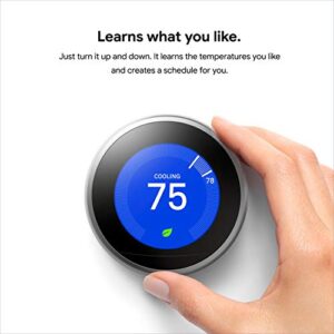 Google Nest Learning Thermostat - Smart & Programmable for Home - 3rd Generation - Works with Alexa - Mirror Black