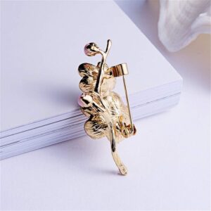 AILUOR Elegant Enamel Plum Blossom Flower Brooch Pin, Fashion Gold Plated Pearls Floral Brooch Lapel Pin for Women Bridal Wedding Corsage Jewelry Gifts (Plum)