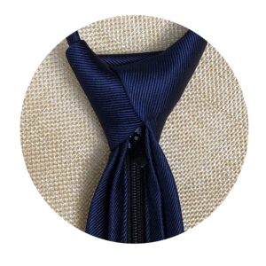 Kihatwin Men Big Boys Navy Blue Zipper Tie Stylish Elegent Pre-tied Necktie Best for Gift