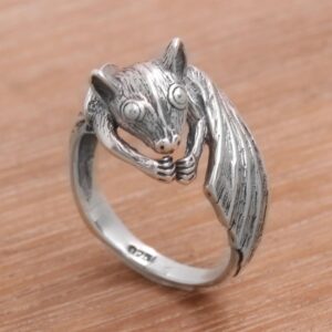 NOVICA Artisan Handcrafted Sterling Silver Cocktail Ring Bat from Bali No Stone Indonesia Animal Themed Halloween [ring Front 0.5 in L x 0.8 in W x 0.4 in H Band Width 2 mm W] ' Beautiful Bat'