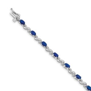 jewels by lux 14k white gold diamond and sapphire bracelet