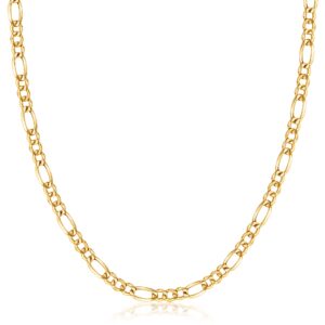 PORI JEWELERS 14K Yellow Gold 2.5mm, 3.5mm, 4.5mm, or 5.5mm Figaro Link Chain Necklace- Made in Italy- Multiple Lengths Available (4.5MM, 24 Inch)