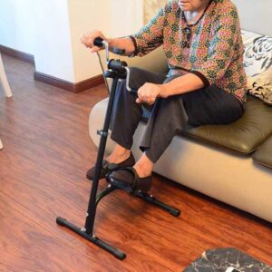 SYNTEAM Pedal Exerciser Bike Hand Arm Leg and Knee Peddler Adjustable Fitness Equipment for Seniors Home Medical Supplies for Total Body