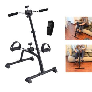 synteam pedal exerciser bike hand arm leg and knee peddler adjustable fitness equipment for seniors home medical supplies for total body