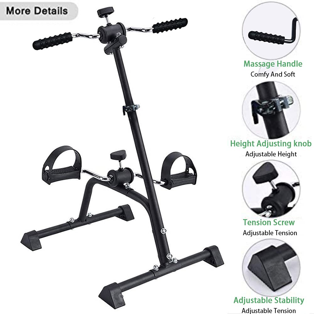 SYNTEAM Pedal Exerciser Bike Hand Arm Leg and Knee Peddler Adjustable Fitness Equipment for Seniors Home Medical Supplies for Total Body