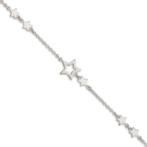 solid sterling silver star bracelet