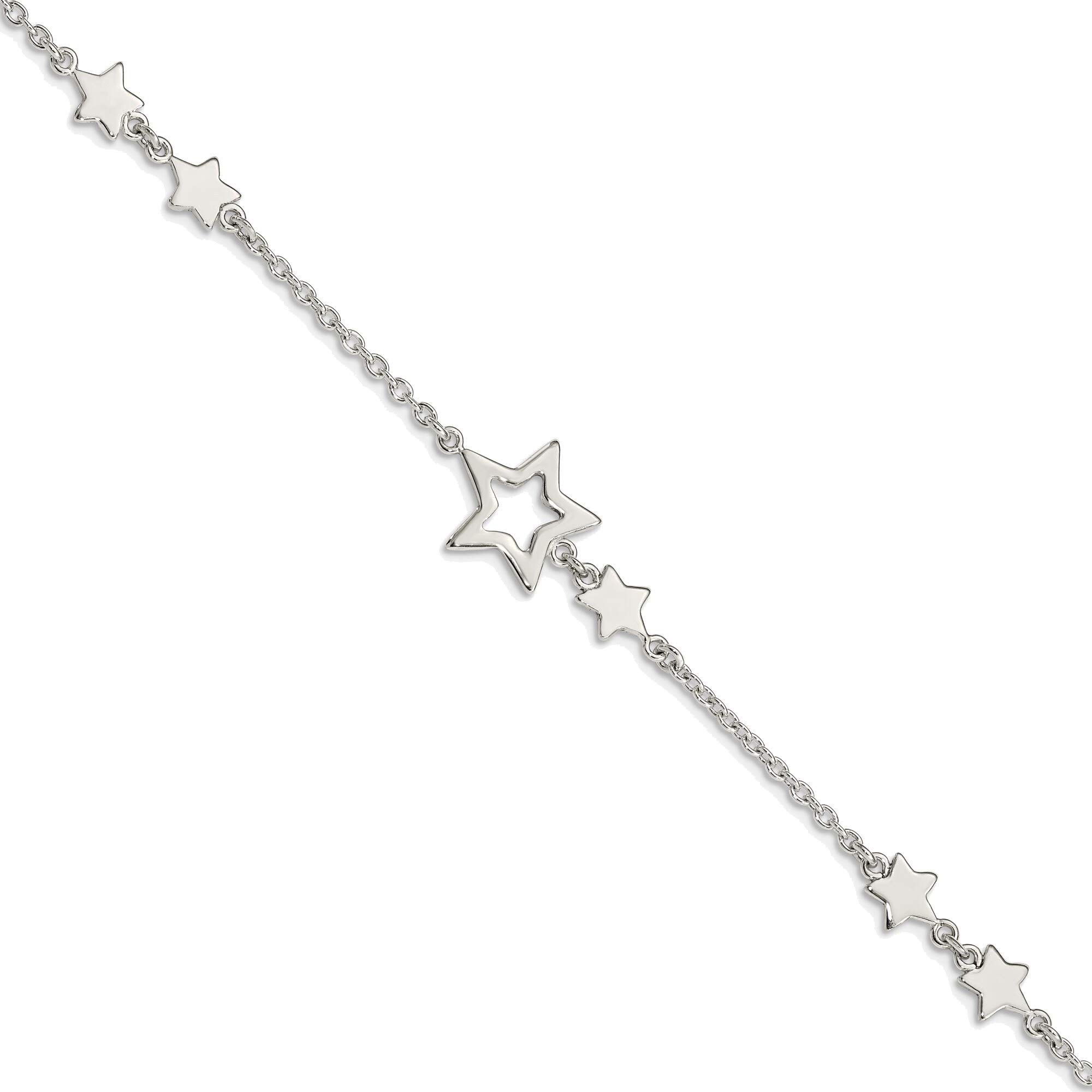 Solid Sterling Silver Star Bracelet