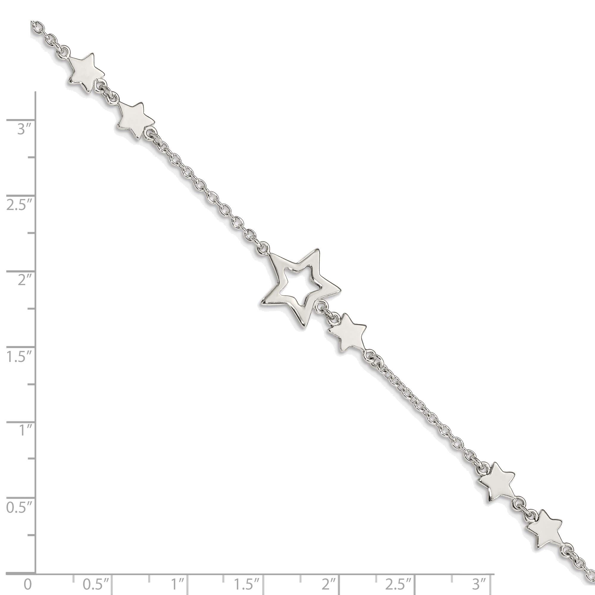 Solid Sterling Silver Star Bracelet