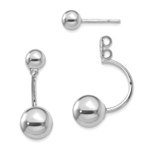 Solid Sterling Silver Rhodium-plated Front and Back Ball Post Earrings