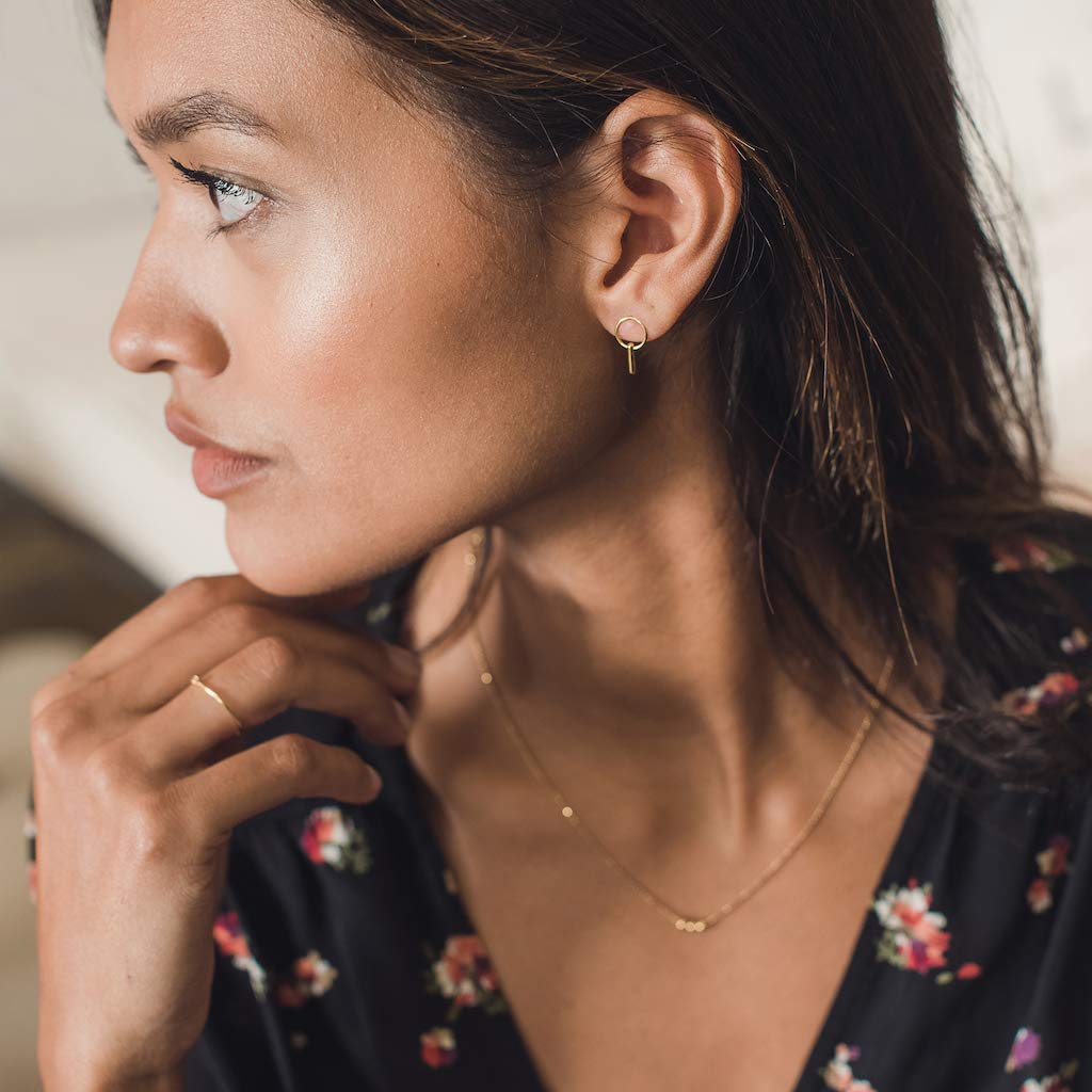 HONEYCAT Charlie Link Bar Earrings in Gold, Rose Gold, or Silver | Minimalist, Delicate Jewelry (Gold)