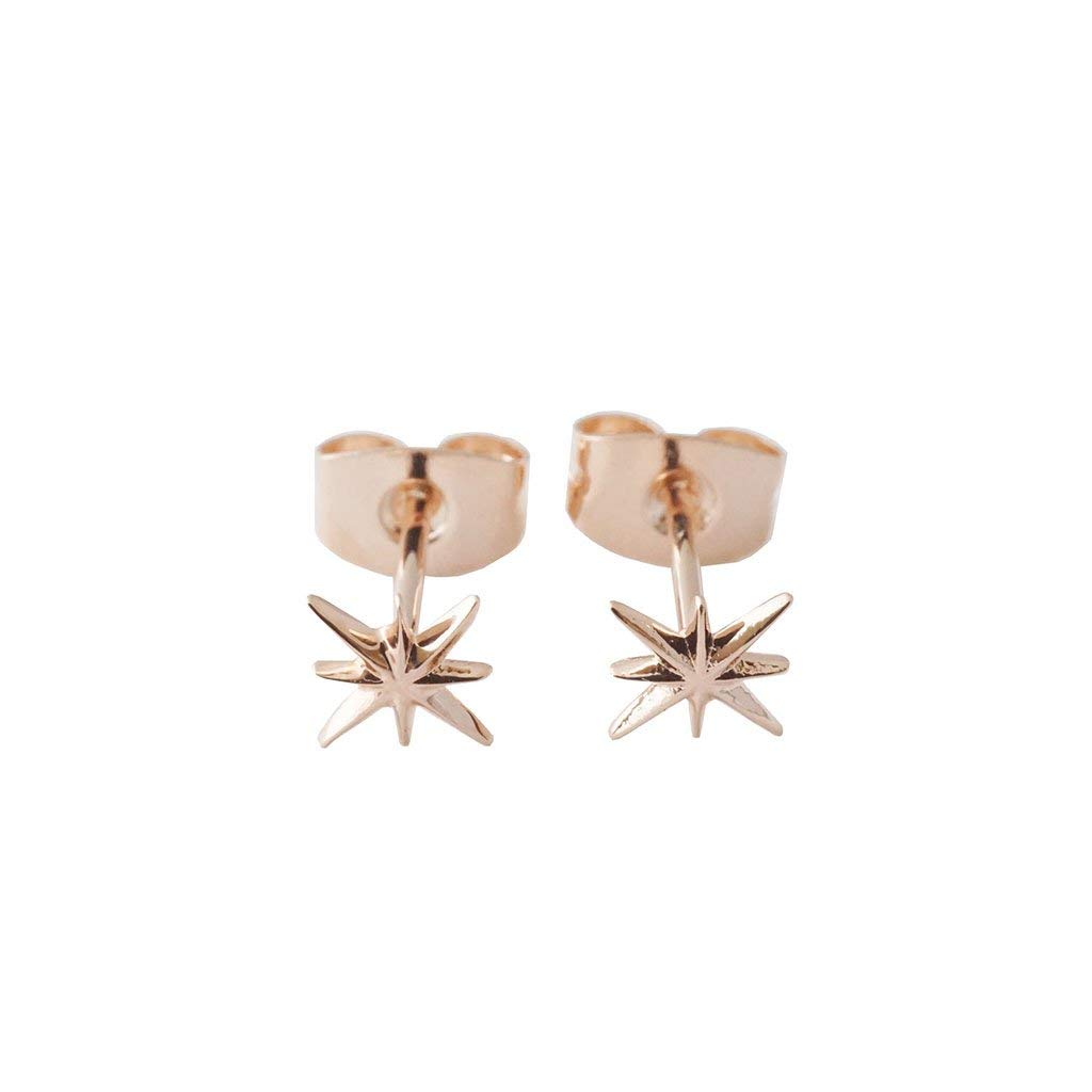 HONEYCAT Celestial Starburst Studs in Gold, Rose Gold, or Silver | Minimalist, Delicate Jewelry (Rose Gold)