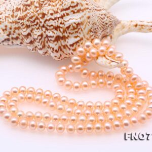 Womens Long Strand Pink Pearl Necklace AA+ 8-9mm Freshwater Cultured Pearl Necklace Sweater Chain 32"