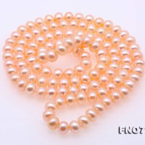 Womens Long Strand Pink Pearl Necklace AA+ 8-9mm Freshwater Cultured Pearl Necklace Sweater Chain 32"