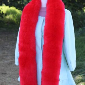 Tngan Faux Fox Fur Collar Scarf Neck Warmer Women Stole Long Scarves Shawl Wrap Red