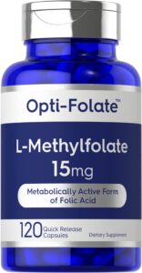 carlyle l methylfolate 15mg | 120 capsules | value size | max potency | optimized and activated | non-gmo, gluten free | methyl folate, 5-mthf | by opti-folate