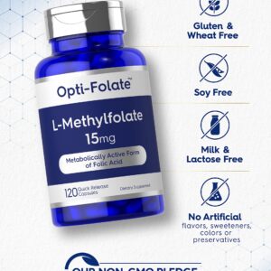 Carlyle L Methylfolate 15mg | 120 Capsules | Value Size | Max Potency | Optimized and Activated | Non-GMO, Gluten Free | Methyl Folate, 5-MTHF | by Opti-Folate