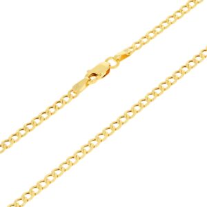 nuragold 14k yellow gold 2.5mm cuban curb link chain pendant necklace, mens womens jewelry 16" 18" 20" 22" 24" 26"