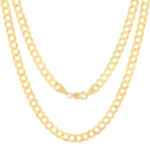 Nuragold 14k Yellow Gold 6mm Solid Cuban Curb Link Chain Necklace, Mens Jewelry 16" 18" 20" 22" 24" 26" 28" 30"