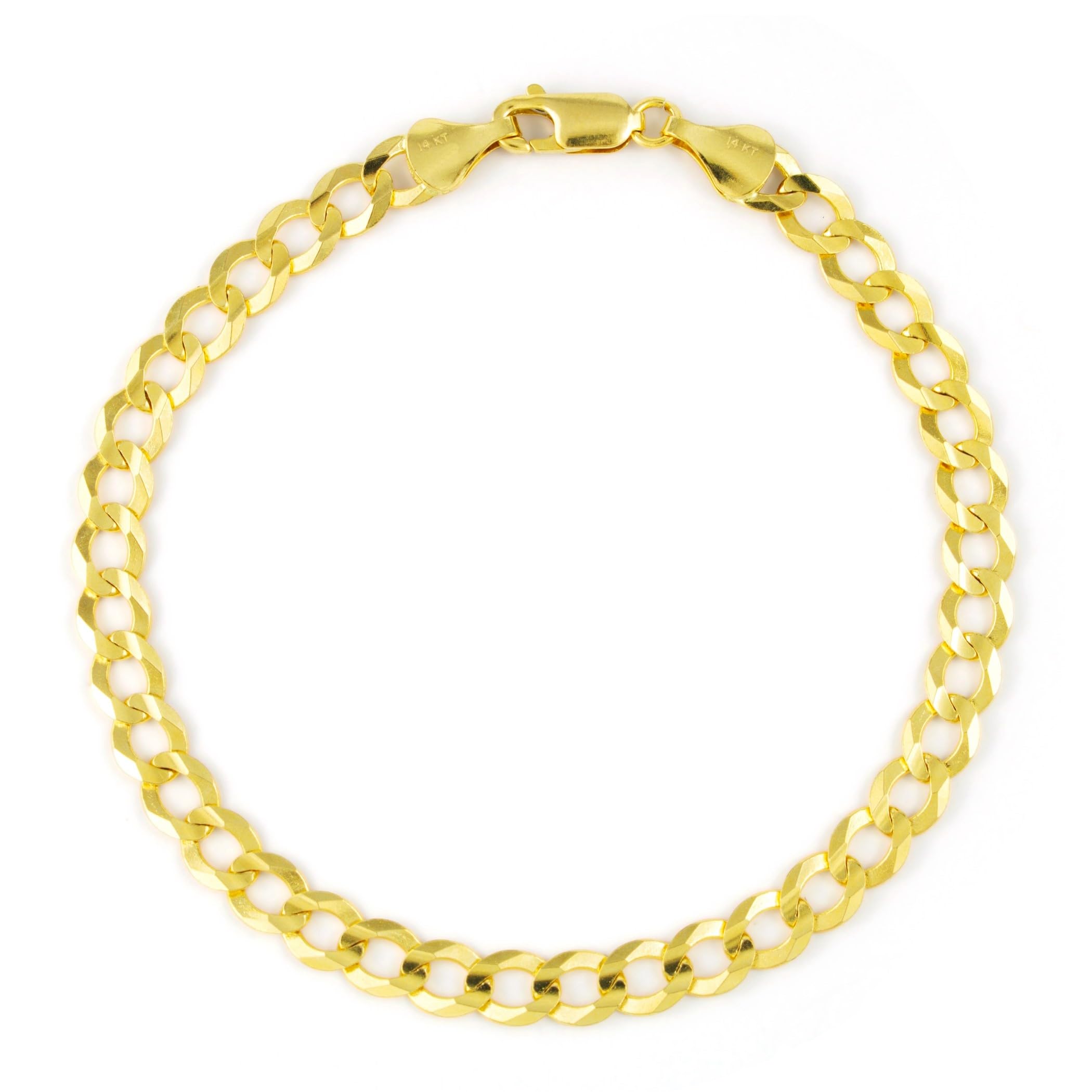 Nuragold 14k Yellow Gold 6mm Solid Cuban Curb Link Chain Bracelet, Mens Womens Jewelry 7" 7.5" 8" 8.5" 9"