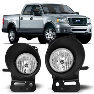 cpw fog lights compatible with 2005 2006 2007 2008 ford f-150 2006 2007 2008 2010 lincoln mark lt fog lamp assembly with h10 12v42w halogen bulbs driver and passenger side clear lens