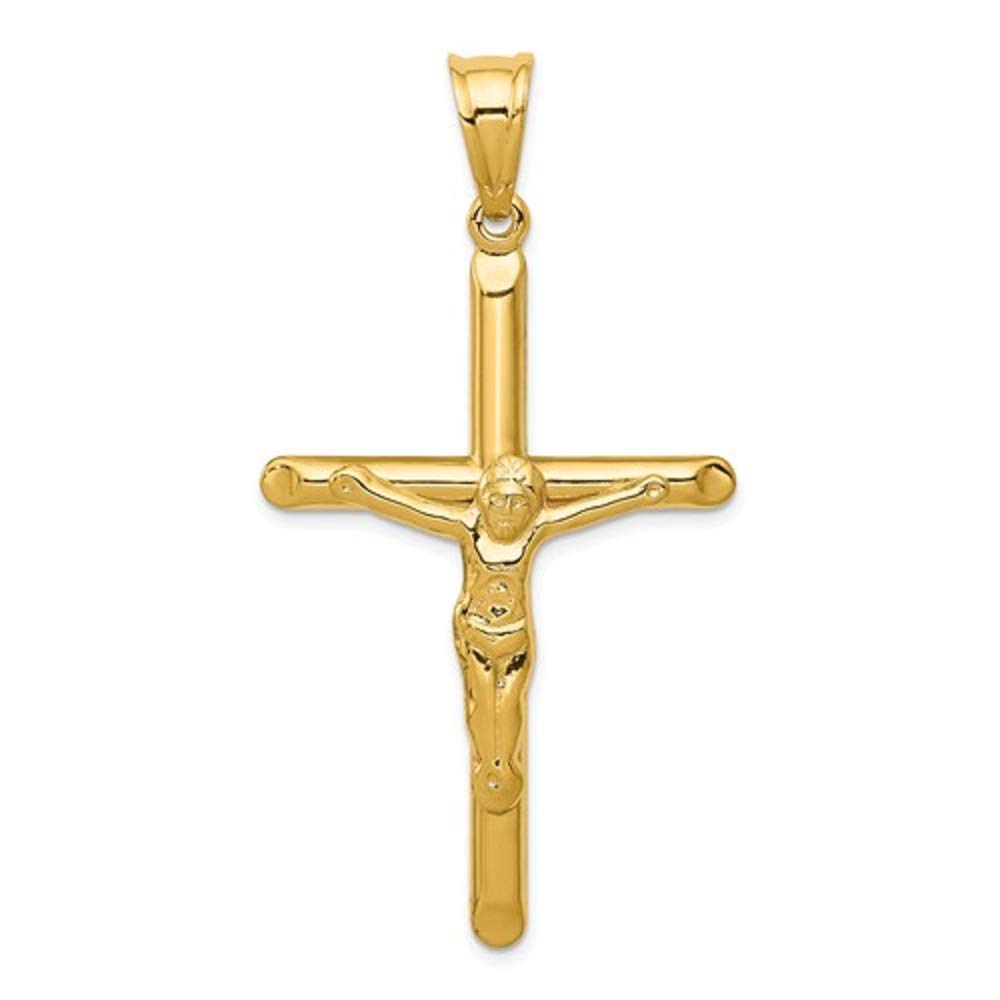 LooptyHoops Extra-Large 14k Yellow Gold Extra Large Crucifix Cross Pendant Charm, (57mm)