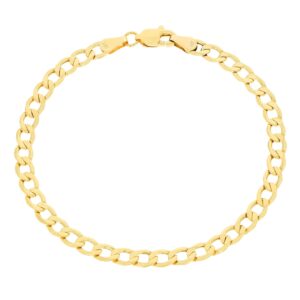 Nuragold 14k Yellow Gold 4.5mm Cuban Curb Link Chain Bracelet, Mens Womens Jewelry 7" 7.5" 8" 8.5" 9"