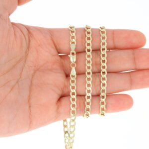 Nuragold 14k Yellow Gold 4.5mm Cuban Curb Link Chain Bracelet, Mens Womens Jewelry 7" 7.5" 8" 8.5" 9"