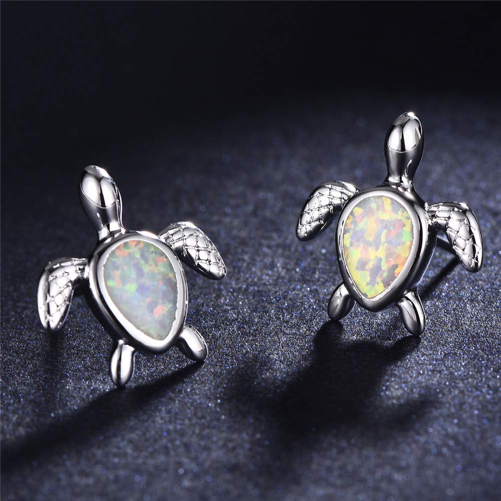 Vanessa Blue Opal Sea Turtle Earrings Birthstone Jewelry Birthday Christmas Stud Earrings Gifts for Her