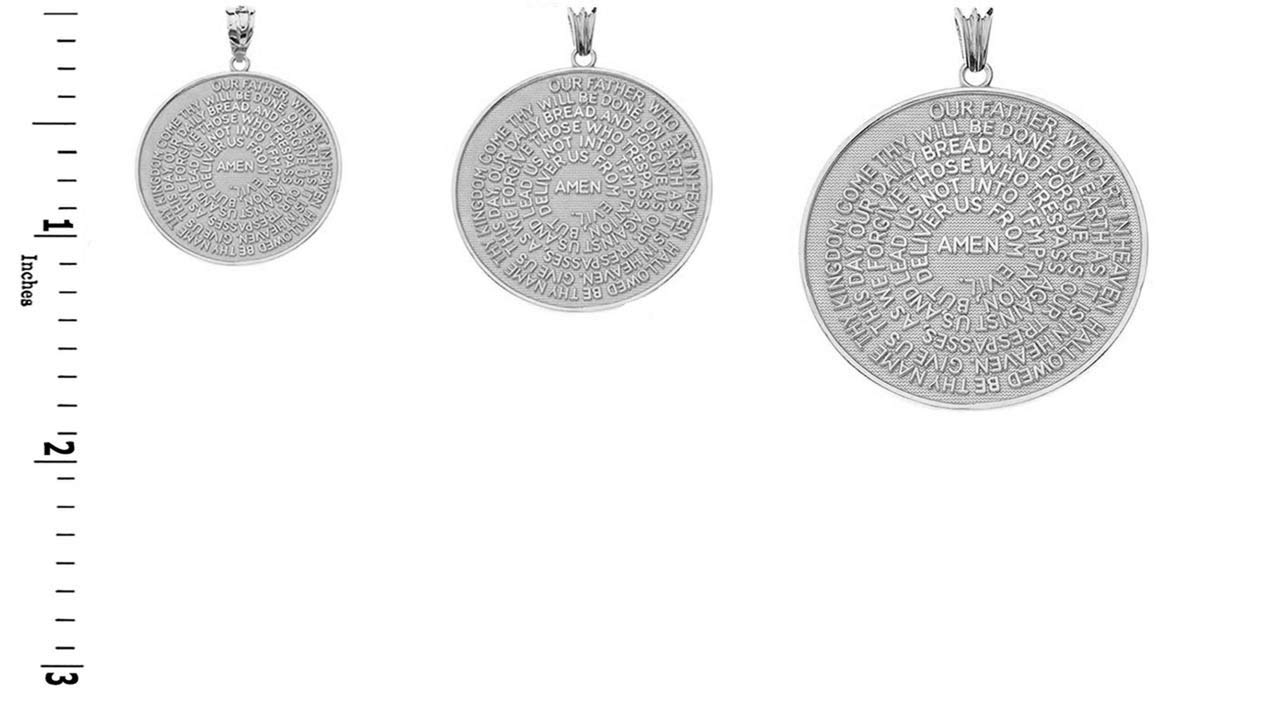 Religious Jewelry Fine 14k White Gold Lord's Prayer Transcription Medallion Necklace Size (S), 16"