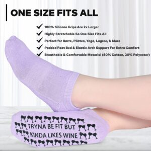 Life By Lexie Tryna Be Fit But Kinda Likes Wine Sticky Grip Socks for Barre, Pilates, Yoga