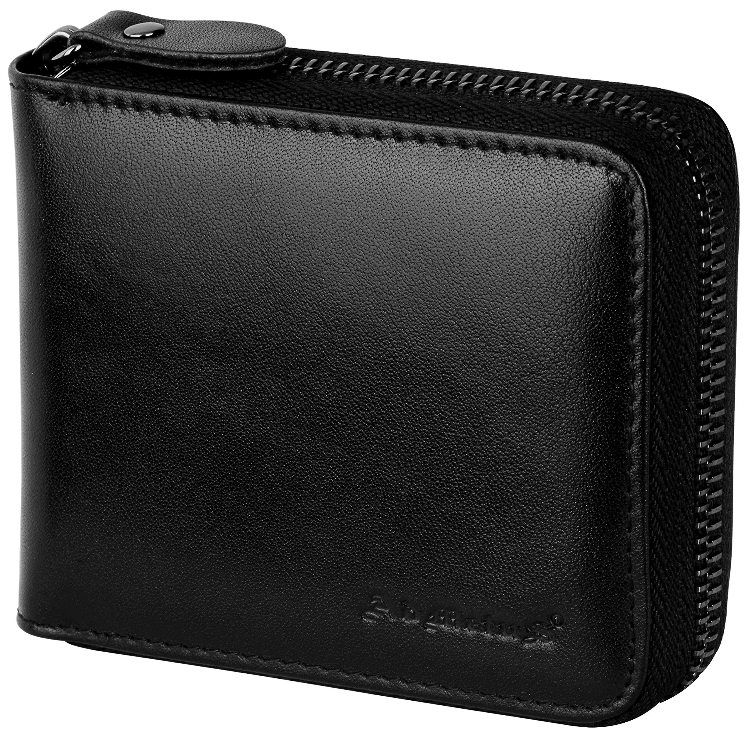 Admetus Wallet for Men Bifold Leather Zipper Wallet RFID Blocking Card Holder Black2019